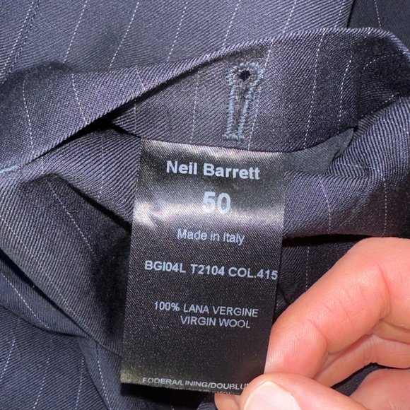 Neil Barrett double breast blazer in navy with white pinstripe. - Picture 5 of 6